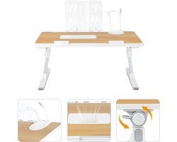 PIPIPOXER Bedtafel - Laptoptafel- Laptoptafel verstelbaar in hoogte - Groot-Laptop standaard - Laptop tafel - Bank tafel - Bijzettafel - Bed- Okkernoot