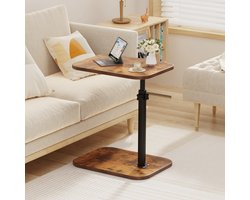 PIPIPOXER-Bijzettafels, C-vormig, verplaatsbare salontafel, laptoptafel, banktafel, computertafel, 45 x 30 x 72 cm,Bruin