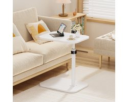 PIPIPOXER-Bijzettafels, C-vormig, verplaatsbare salontafel, laptoptafel, banktafel, computertafel, 45 x 30 x 72 cm,Wit