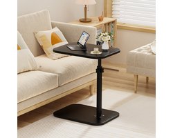 PIPIPOXER-Bijzettafels, C-vormig, verplaatsbare salontafel, laptoptafel, banktafel, computertafel, 45 x 30 x 72 cm,Zwart
