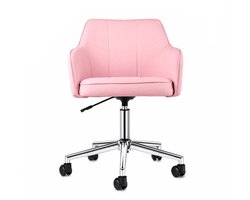 PIPIPOXER Bureaustoel-Homeoffice stoel - draaistoel met rugsteun - Ergonomische bureaustoel- in hoogte verstelbare bureaustoel met wielen -geschikt voor slaapkamer , kantoor en studeerkamer-roze