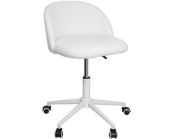 PIPIPOXER bureaustoel zonder armleuningen - Homeoffice stoel -draaistoel met rugsteun - Ergonomisch- Scandinavische eetkamerstoelen -Eetkamer, studeerkamer, woonkamer - Wit