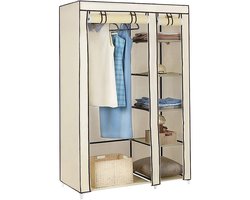 PIPIPOXER- DIY stoffen kledingkast met roededeur, textielkast, kampeerkast, beige, 110*45*175cm