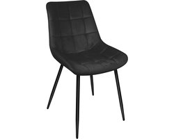 PIPIPOXER Eetkamerstoel - Set van 2 -Industrieel-Gestoffeerde Stoelen -Fluwelen - Metalen Poten-Draagvermogen 120 kg-zwart