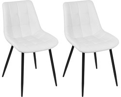 PIPIPOXER-Eetkamerstoel - Set Van 2 -metalen poten+Kunstleer, Wit