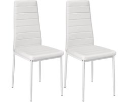 PIPIPOXER-Eetkamerstoelen - Set Van 2 - Eettafelstoel - Keukenstoel -Stoel-PU Leer - Metalen Poten -Wit