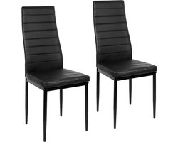 PIPIPOXER-Eetkamerstoelen - Set Van 2 - Eettafelstoel - Keukenstoel -Stoel-PU Leer - Metalen Poten -Zwart