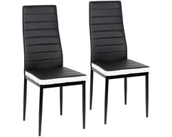 PIPIPOXER-Eetkamerstoelen - Set Van 2 - Eettafelstoel - Keukenstoel -Stoel-PU Leer - Metalen Poten -Zwart en wit