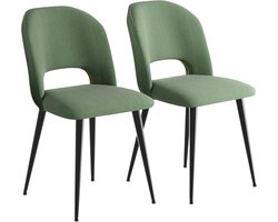 PIPIPOXER- Eetkamerstoelen - Set Van 2 - kaptafelstoel- gestreepte stoffen zitting, metalen poten,Groen