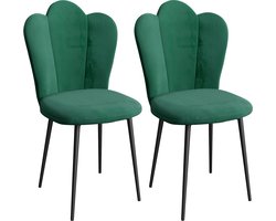PIPIPOXER- Eetkamerstoelen - Set Van 2 - kaptafelstoel, metalen poten,Groen