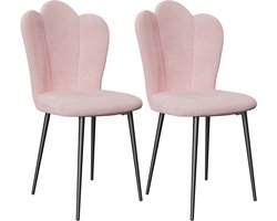 PIPIPOXER- Eetkamerstoelen - Set Van 2 - kaptafelstoel, metalen poten,Roze