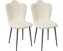 PIPIPOXER- Eetkamerstoelen - Set Van 2 - kaptafelstoel, metalen poten,Wit