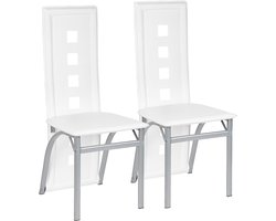 PIPIPOXER-Eetkamerstoelen-Set Van 2 -Keukenstoel Woonkamerstoelen Kunstleer Hoge rugleuning,Wit
