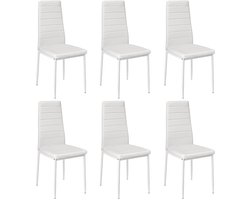 PIPIPOXER-Eetkamerstoelen - Set Van 6 - Eettafelstoel - Keukenstoel -Stoel-PU Leer - Metalen Poten -Wit