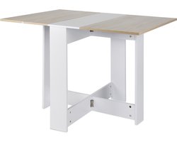 PIPIPOXER-Inklapbare Tafel| Eettafel Uitschuifbaar| Opvouwbaar| 102.5*76*73cm-Wit + Eiken