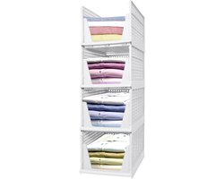 PIPIPOXER kast organizer - Organizer - set van 4 -Opberger - Kledingkast Organizer - stapelbaar - uittrekbaar - 33x 43 x 100cm - wit
