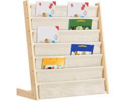 PIPIPOXER-Kinderboekenkast met stoffen planken, 7 niveaus, beige