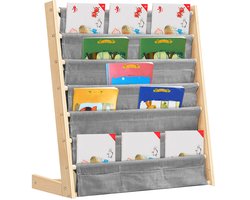 PIPIPOXER-Kinderboekenkast met stoffen planken, 7 niveaus, bruin