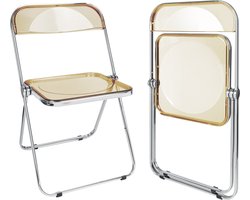 PIPIPOXER Klapstoelen - Transparant PET - Opvouwbare Stoelen - Inklapbaar - Vouwstoel - 46 x 46 x 77 cm - Zwart