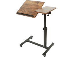 PIPIPOXER- Laptoptafel en Bijzettafel op wielen – bedtafel – laptoptandaard – In hoogte verstelbaar-Bruin