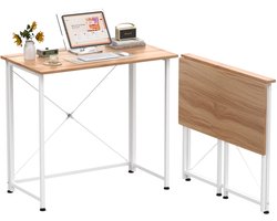 PIPIPOXER Opvouwbare Tafel - Bureau Kantoortafel Computertafel 80x45x74cm, lichtbruin