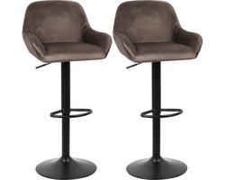 PIPIPOXER-Set van 2 barkrukken, in hoogte verstelbaar, draaibare barkruk, flanellen kruk, bruin