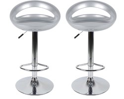 PIPIPOXER-Set van 2 barkrukken, Loungestoel van kunststof in hoogte verstelbaar,Lichtgrijs