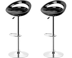 PIPIPOXER-Set van 2 barkrukken, Loungestoel van kunststof in hoogte verstelbaar,Zwart