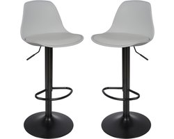 PIPIPOXER Set van 2 barkrukken met rugleuning Barstoel Kunstleer In hoogte verstelbaar Grijs