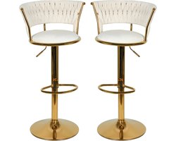 PIPIPOXER-Set van 2 barkrukken, verstelbaar 360° draaibaar, in hoogte verstelbaar 80 cm-100 cm-Gebroken wit