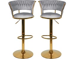 PIPIPOXER-Set van 2 barkrukken, verstelbaar 360° draaibaar, in hoogte verstelbaar 80 cm-100 cm-Grijs