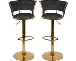 PIPIPOXER-Set van 2 barkrukken, verstelbaar 360° draaibaar, in hoogte verstelbaar 80 cm-100 cm-Zwart