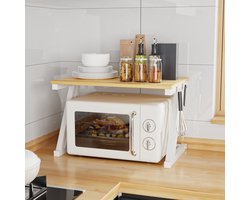 PIPIPOXER Staande magnetron rek - magnetronkast - Keukenrek - Inclusief 4 RVS-haken - kruidenrek - Magnetron bovenkast rek- bureau organizer - keuken opbergrek - aanrecht organiser - Opbergrek - keukenrek staand -Z-vormig -Geel
