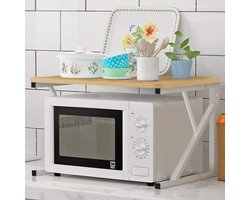 PIPIPOXER Staande magnetron rek - magnetronkast - Keukenrek - kruidenrek - Magnetron bovenkast rek- bureau organizer - keuken opbergrek - aanrecht organiser - Opbergrek - keukenrek staand -- Metaal -Geel