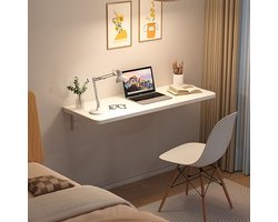 PIPIPOXER Wandtafel, opklapbare tafel, keukentafel, bureau, eettafel, opvouwbaar, 60x30cm, Wit