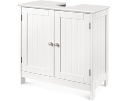 PIPIPOXER-Wastafelonderkast op poten - 2 deuren - 60 x 30 x60 cm - sifon uitsparing -Badkamermeubel- wit