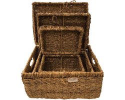 Piqniq - Zeegras Opberg mand met deksel - S - riet