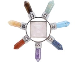 Piramide met 7 chakrapunten en rozenkwartskristal voor reiki-meditatie - Energy generator steen met helende werking