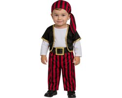 Piraten Kostuum Baby Jongen met Neonrand Zwart Wit Rood 6-12 Maanden