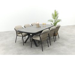 Pisa/Ponto rope tuinset voor 6 personen 220x100 cm. - Antraciet