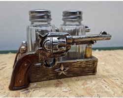 Pistolen - Revolvers - peper & zout stel - Decoratie - Woonaccessoires - Beeld - Zwart - 9cm Hoog