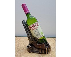 Pistolen Wijnfles houder Beeld - 20cm Hoog - pistool - Guns - flessenhouder - Decoratie - Woonaccessoires - 20cm Hoog
