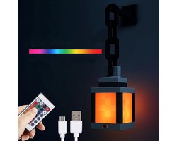 Pixelated Lantern Nachtlampje - 16-kleuren LED Wand Sfeer Nachtlampje met Touch Schakelaar en Afstandsbediening - Oplaadbare Nachtlamp, Monteerbare Tafellamp, Kostuum Cosplay Nachtkastje Lamp voor Kamerdecoratie voor Jongens - Cyslmuk®