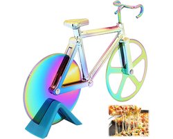 Pizza Cutter Funny Creative Roller High Quality Wheel with Stand Bike for Waffles Pancakes and More - Stainless Steel