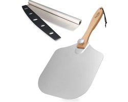Pizzaschep – Inclusief Pizzasnijder – Opvouwbaar - Pizzaspatel – Pizza Schep – Taartschep – 30cm - Qwality®