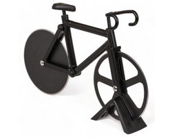 Pizzasnijder Grappig Ontwerp - Fiets Snijder - Roestvrij Staal - Kunststof - Praktisch Cadeau - Stijlvolle Standaard - Pizzames