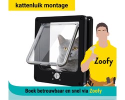 Plaatsen kattenluik - Door Zoofy in samenwerking met bol.com - Installatie-afspraak gepland binnen 1 werkdag -  Niet voor glazen deuren