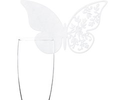 Plaatskaartje vlinder voor glas wit (10st)