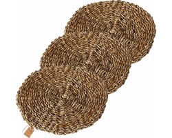 Placemat - 12x - zeegras handgemaakt - naturel bruin - D40 cm - /onderleggers tafeldecoratie