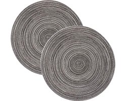 Placemat - 2 stuks - Placemat Rond - 36 cm - Placemats Rond Gevlochten - Tafelonderzetter - Tafel onderleggers - Onderleggers placemat